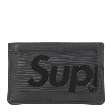 LOUIS VUITTON X SUPREME Epi Card Holder Black